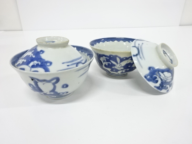 道具 ] - 道具 古伊万里 染付 波兎 蓋茶碗セット | 宗 sou::お茶道具